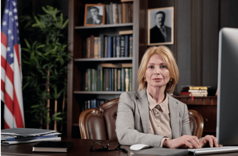 businesswoman sitting in her office