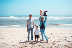 A family enjoying their vacation together.