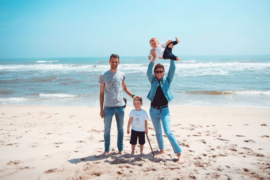 A family enjoying their vacation together.