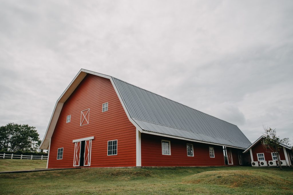 The Pole barn is made up of metal.