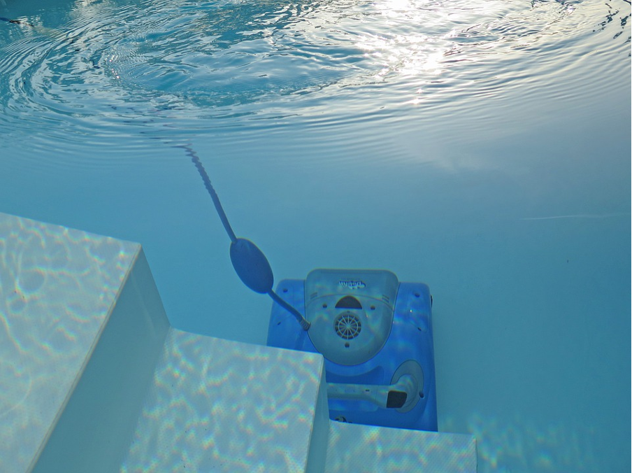 A first aid kit inside the pool.