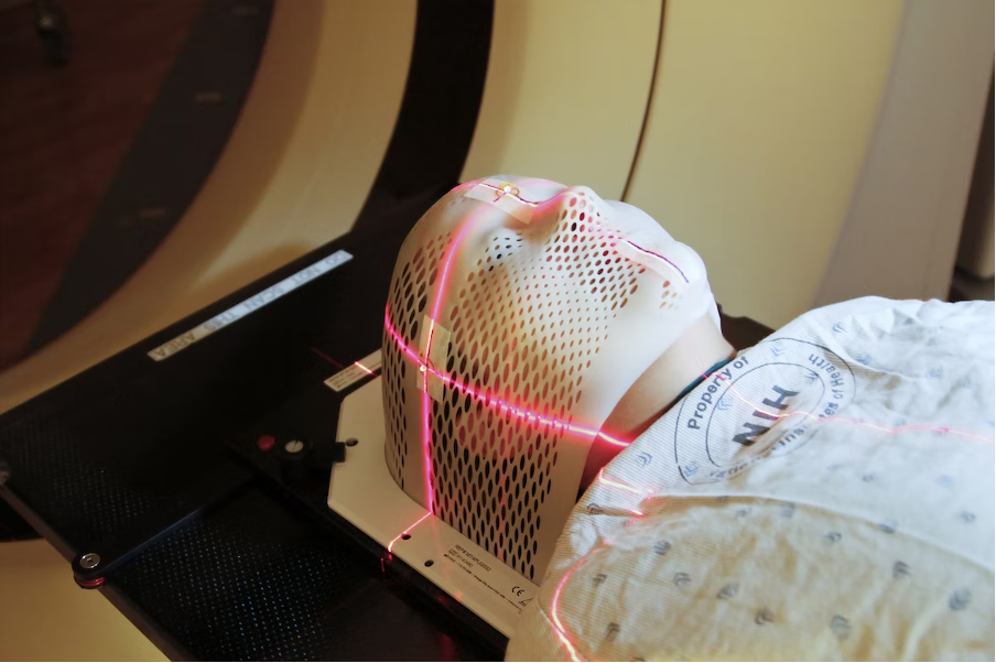 A woman undergoing laser treatment.