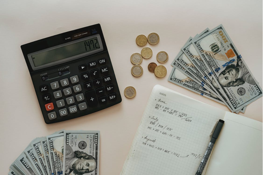 Money,calculator and a book 